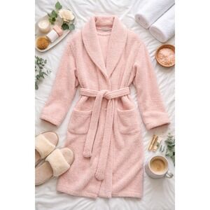 Barefoot Dreams CozyChic Robe Bathrobe Sz 1 Pink‎ Spa Bathrobe Tie Waist Soft